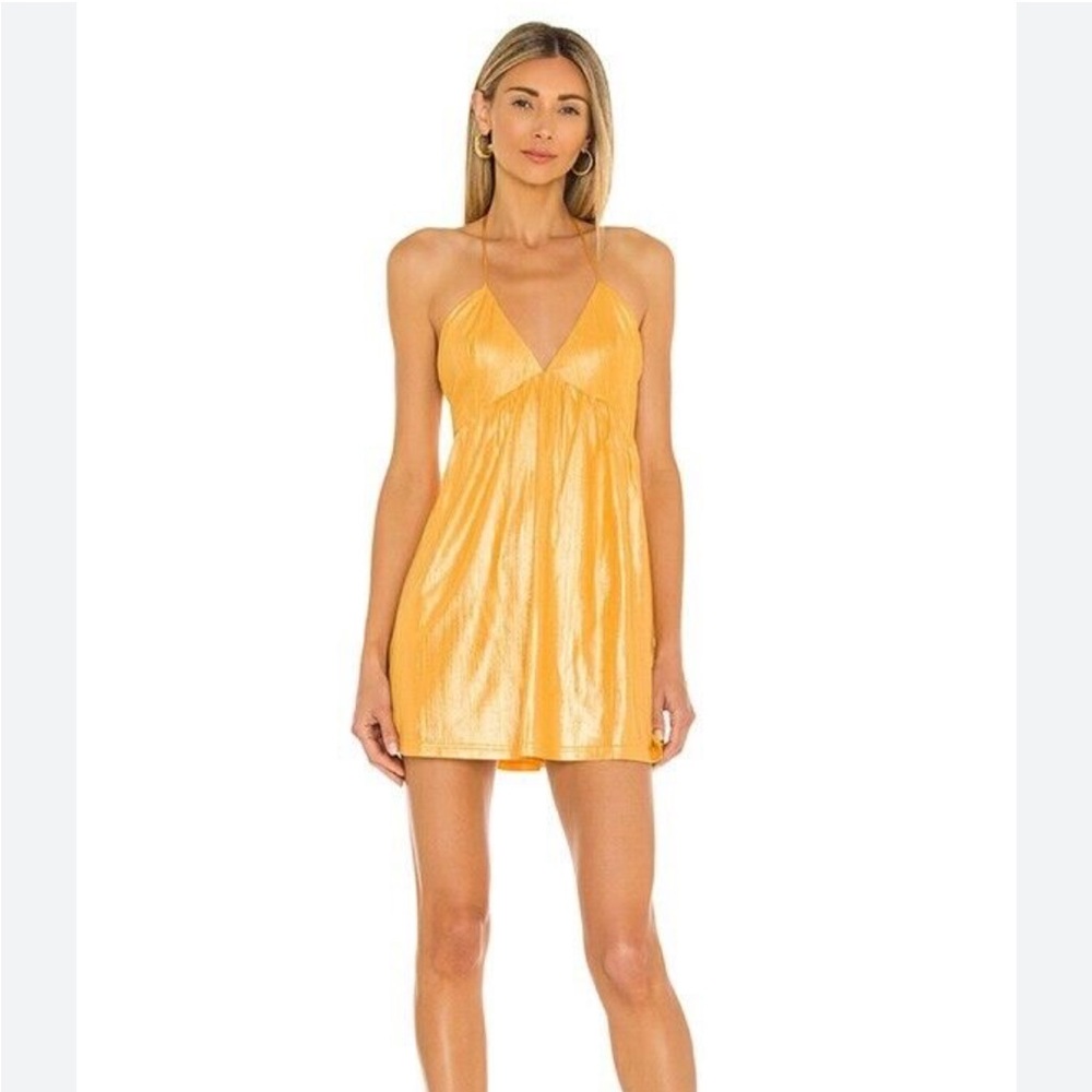 Superdown Orange Metallic Halter Dress Size L